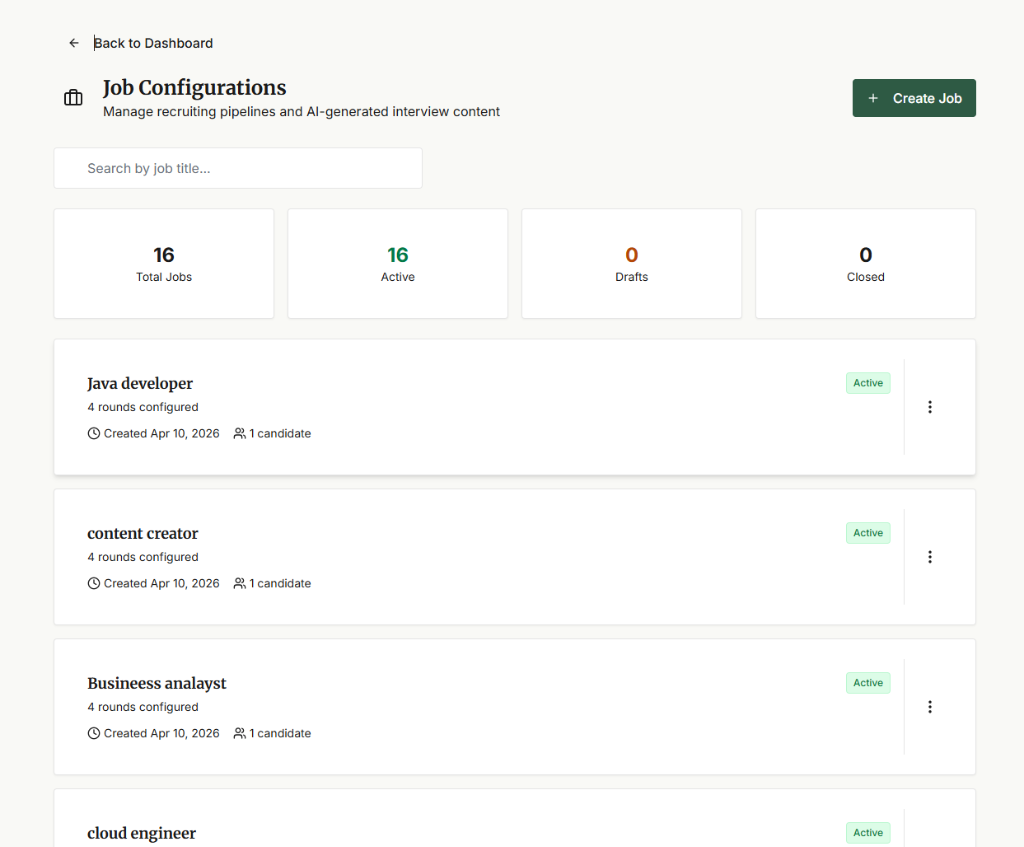 VOIZA Job Configurations — Manage recruiting pipelines and interview content